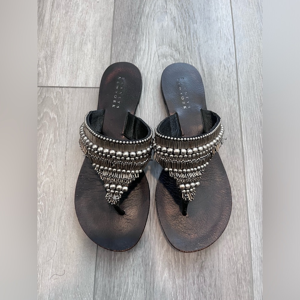 Barneys New York Black Leather Sandals